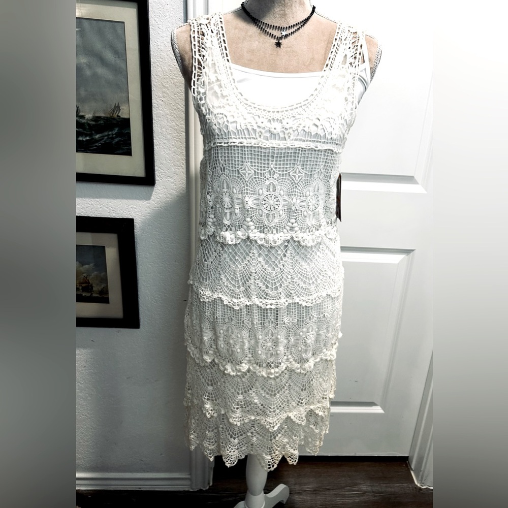 NEW with tags white crocheted lace dress whimseygoth witchy grunge fairy